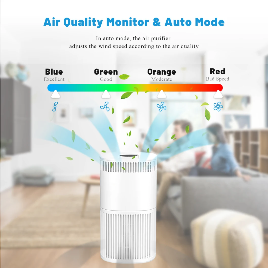 OEM UV Light Auto Mode Portable Air Purifier Household HEPA Purifier with Display for Home