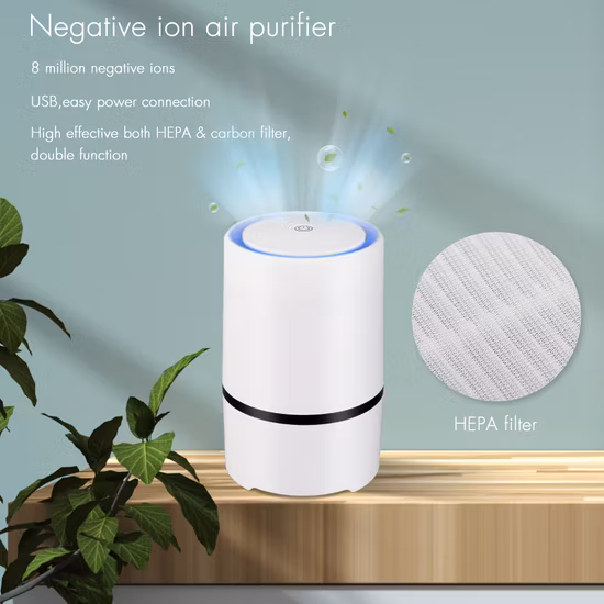Purificateur d'air de voiture de bureau à faible bruit avec lumière