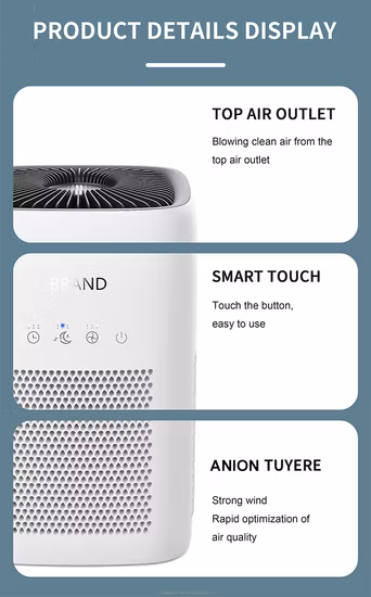 Mini purificateur d'air portable de bureau avec filtre HEPA intelligent 24 V/12 W